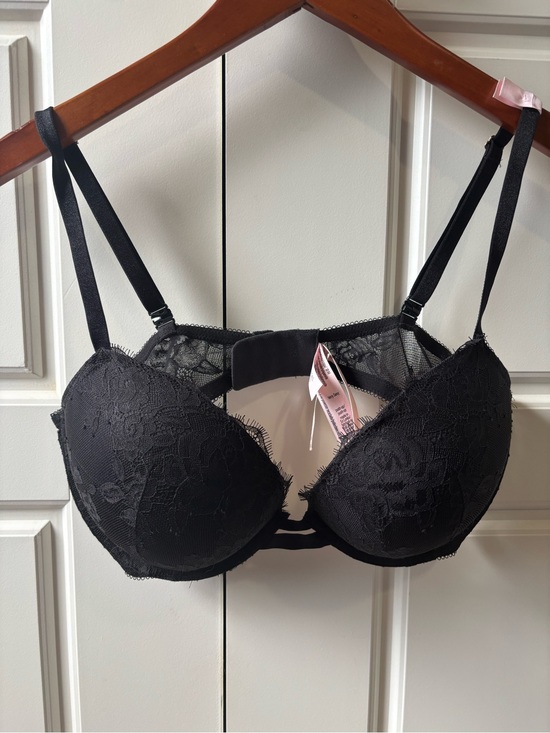 Victoria's Secret Other - Victoria's Secret Black Lace Padded Bra with Sheer Lace Back